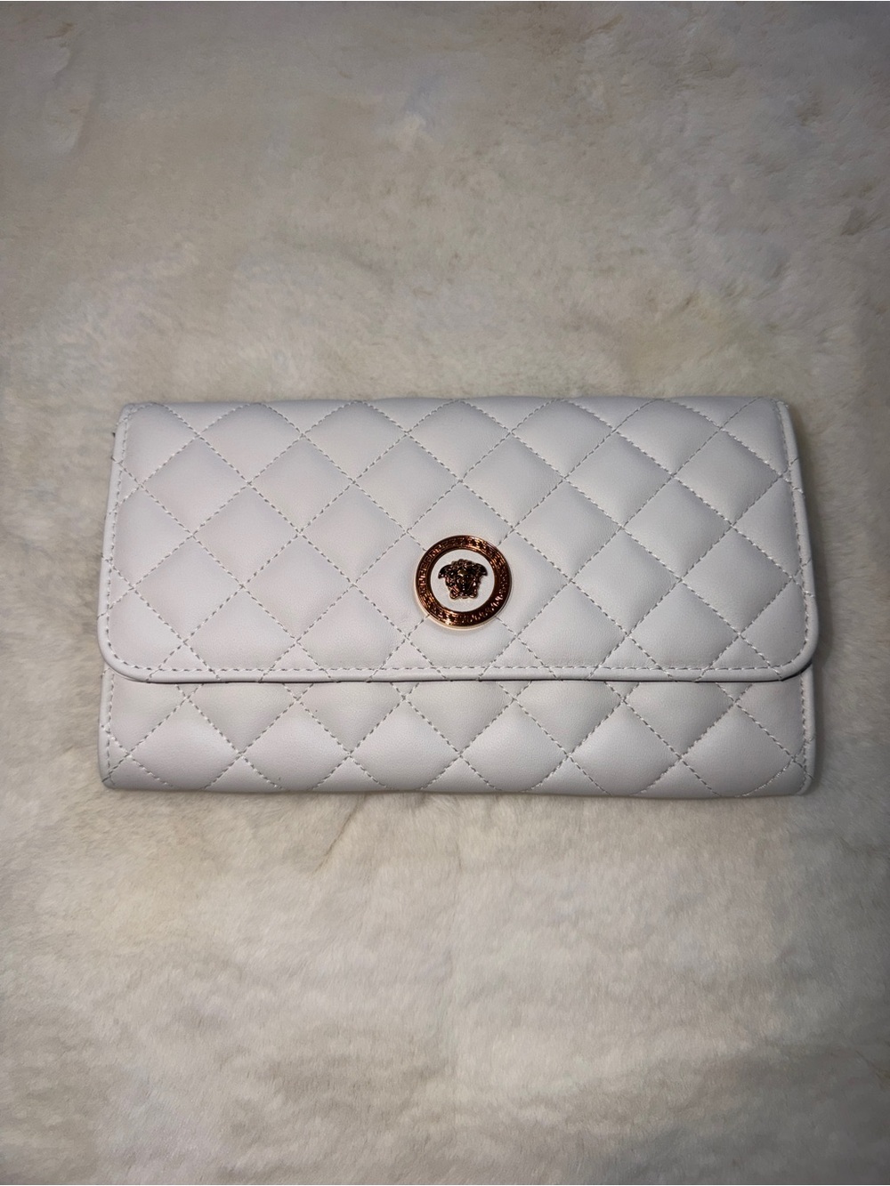 Versace White Quilted Wallet on Chain - Picture 2 of 11